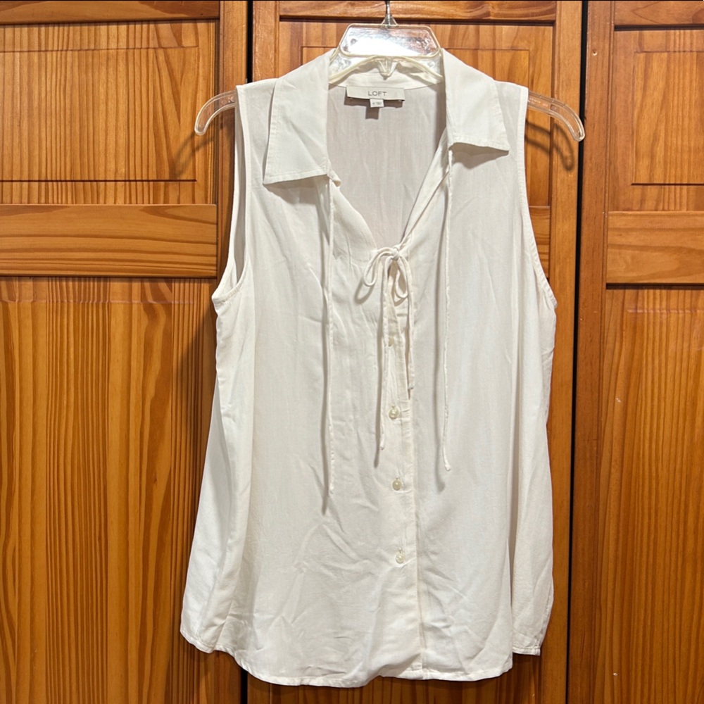 LOFT Cream Sleeveless Blouse